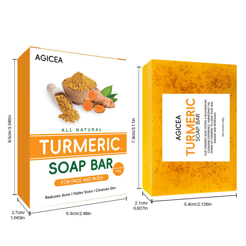Turmeric & Kojic Acid Brightening Soap Bar Set - Natural Dark Spot Reducer & Acne Care (4 Bars + Soap Saver Bags) JUST FIT IN
