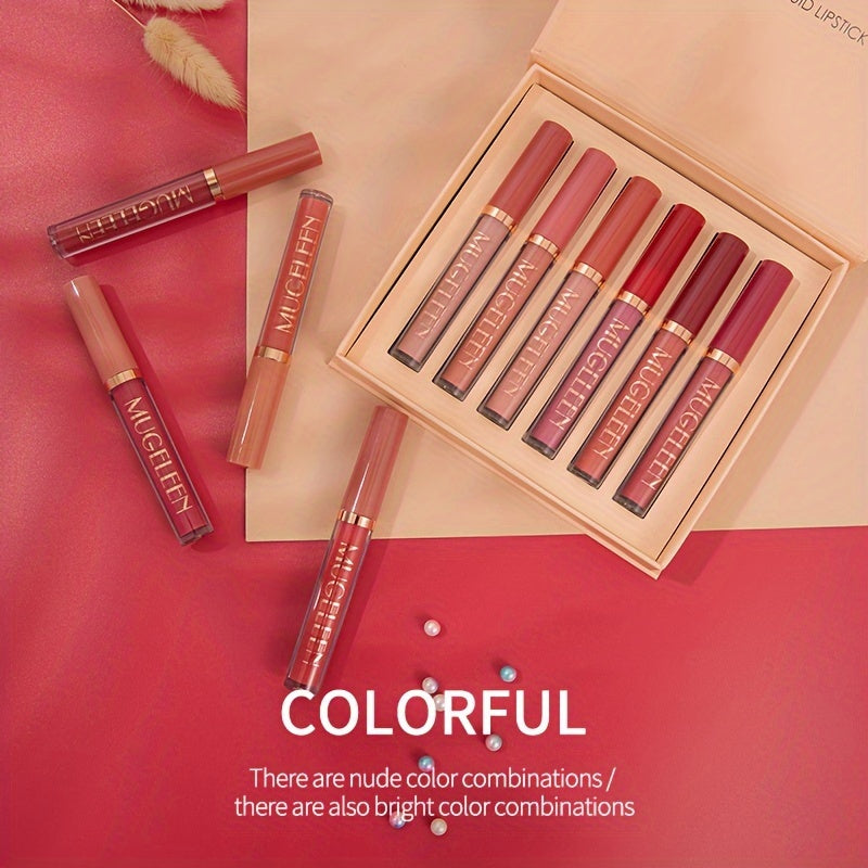 6-Pack Velvet Matte Liquid Lipstick Set - Non-Stick Lip Glaze JUST FIT IN