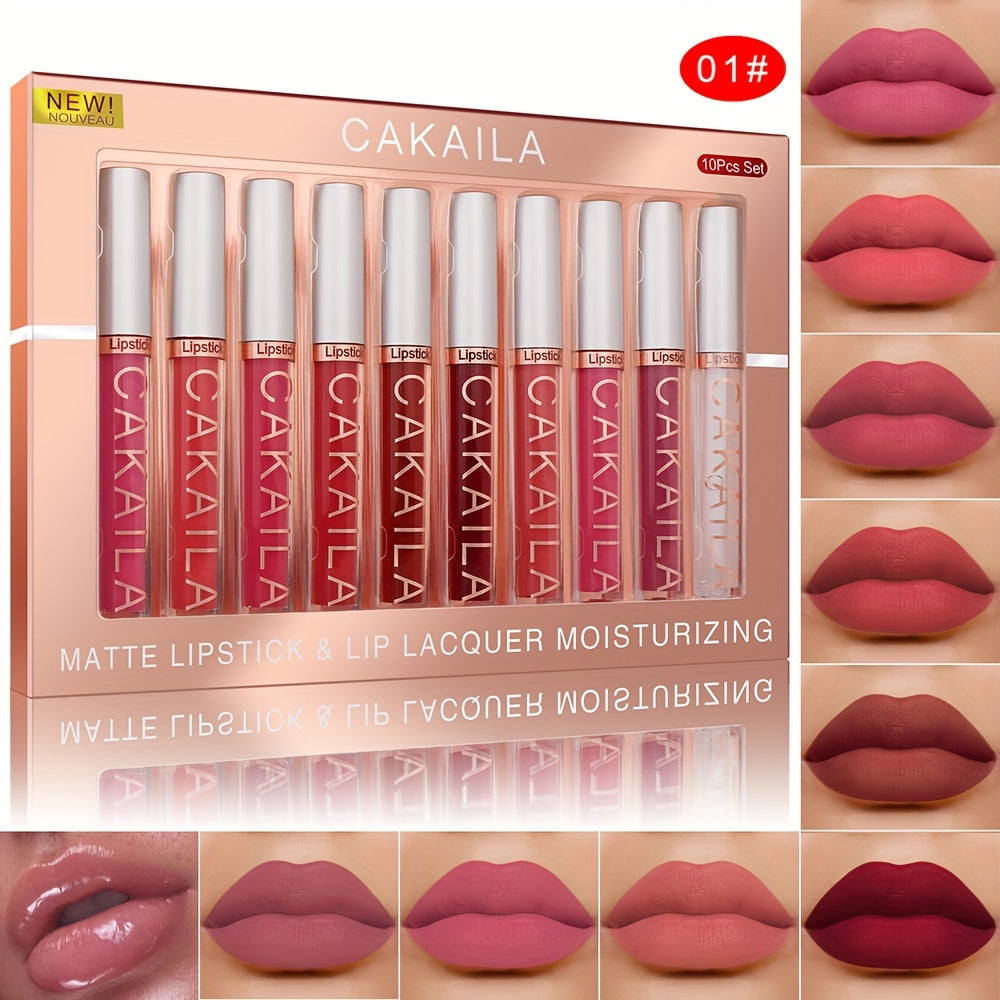 Waterproof Matte Lip Gloss Set - 10 Long-Lasting Colors JUST FIT IN