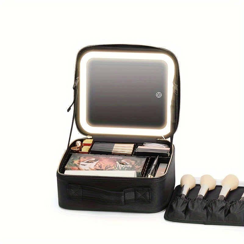 Portable Makeup Storage Case with LED Mirror - Travel Cosmetic Organizer | JUST FIT IN JUST FIT IN
