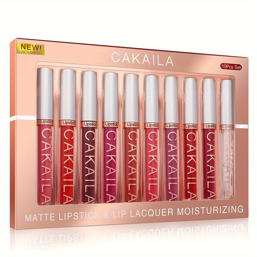 Waterproof Matte Lip Gloss Set - 10 Long-Lasting Colors JUST FIT IN