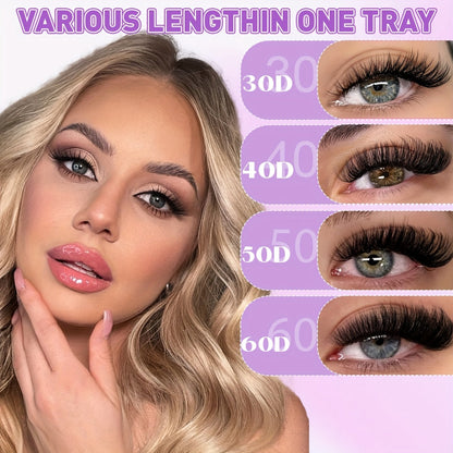 Eyelash Extensions Kit - 200/800pcs with Glue, Tweezers, Brush & Curler JUST FIT IN