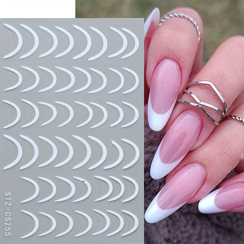 3D French Tip Nail Stickers - Self-Adhesive Metallic Nail Art Decals | JUST FIT IN JUST FIT IN