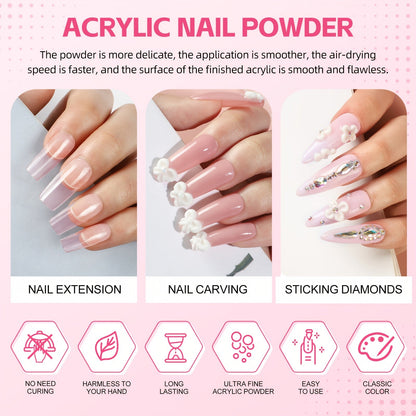 COSCELIA Acrylic Nail Kit - Complete Set with Powder, Liquid & LED Lamp JUST FIT IN