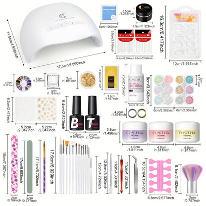 COSCELIA Acrylic Nail Kit - Complete Set with Powder, Liquid & LED Lamp JUST FIT IN