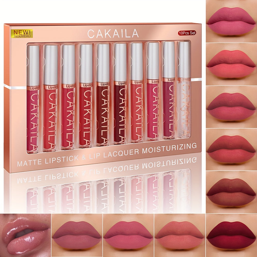 Waterproof Matte Lip Gloss Set - 10 Long-Lasting Colors JUST FIT IN