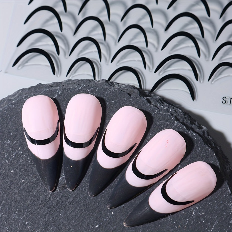 3D French Tip Nail Stickers - Self-Adhesive Metallic Nail Art Decals | JUST FIT IN JUST FIT IN