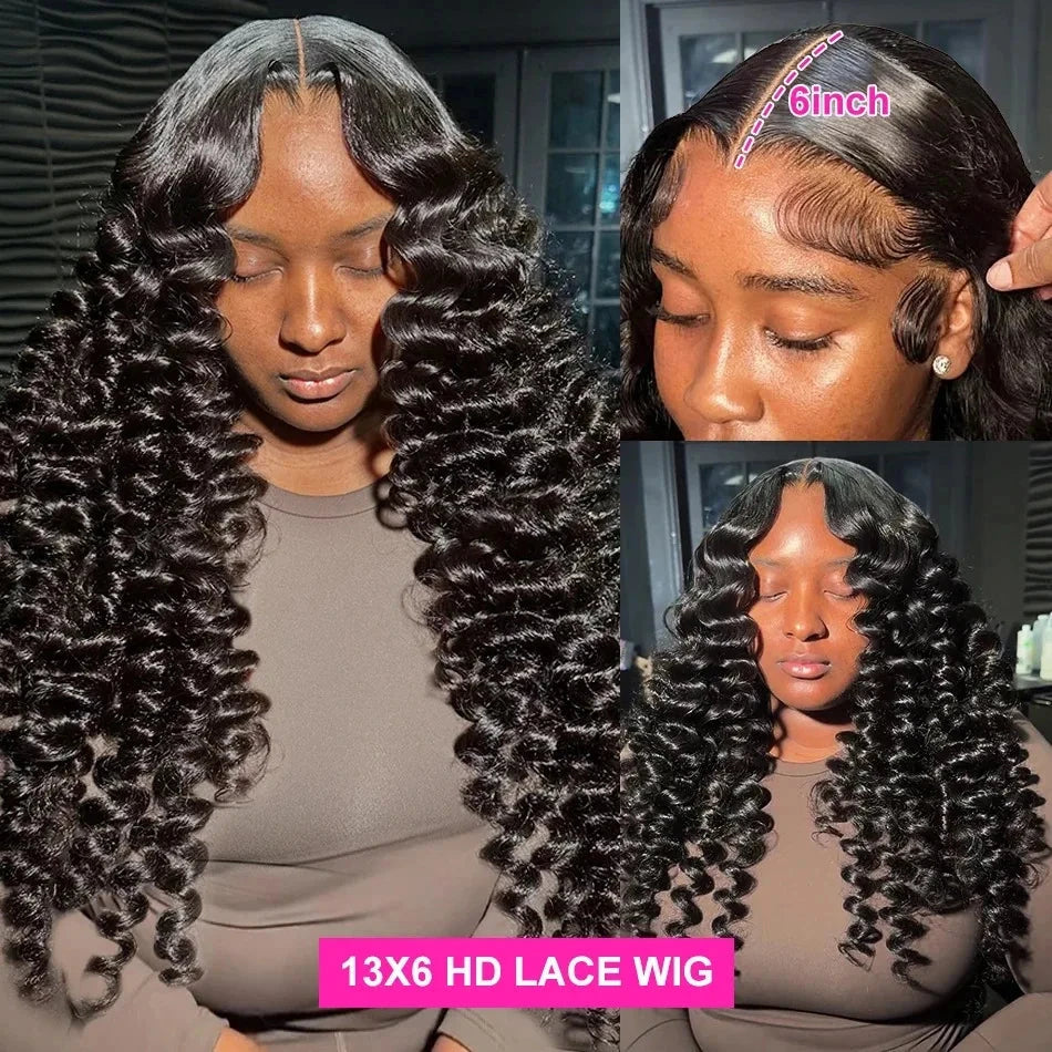 13x6 HD Lace Frontal Wig - 30-40 Inch Loose Deep Wave Curly Human Hair | JUST FIT IN JUST FIT IN