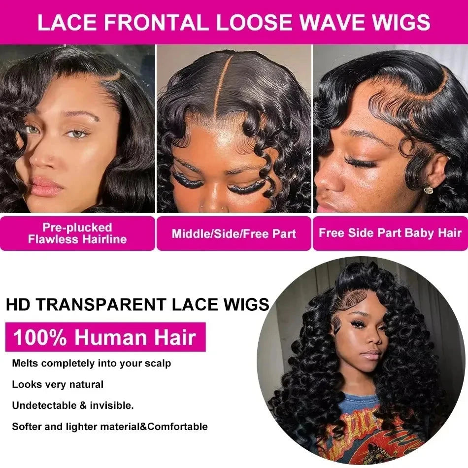 13x6 HD Lace Frontal Wig - 30-40 Inch Loose Deep Wave Curly Human Hair | JUST FIT IN JUST FIT IN
