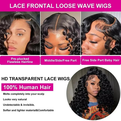 13x6 HD Lace Frontal Wig - 30-40 Inch Loose Deep Wave Curly Human Hair | JUST FIT IN JUST FIT IN