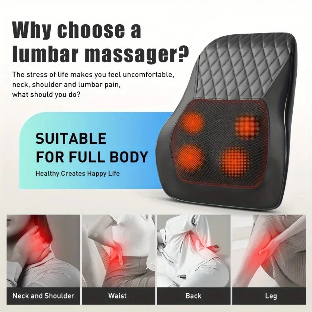 3D Kneading Massage Pillow with Heat - Deep Tissue Back & Neck Pain Relief | JUST FIT IN JUST FIT IN
