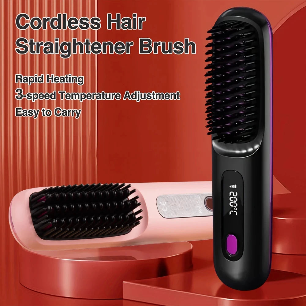 Electric Hot Comb Hair Straightener - Negative Ion Anti-Scald Styling Brush | JUST FIT IN JUST FIT IN