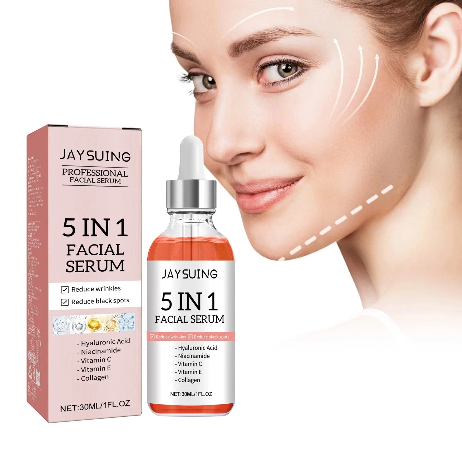 5-in-1 Anti-Aging Face Serum - Vitamin C & Hyaluronic Acid for Firming & Brightening | JUST FIT IN JUST FIT IN