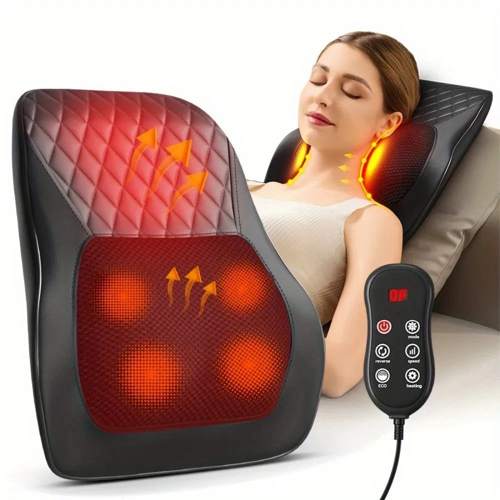 3D Kneading Massage Pillow with Heat - Deep Tissue Back & Neck Pain Relief | JUST FIT IN JUST FIT IN