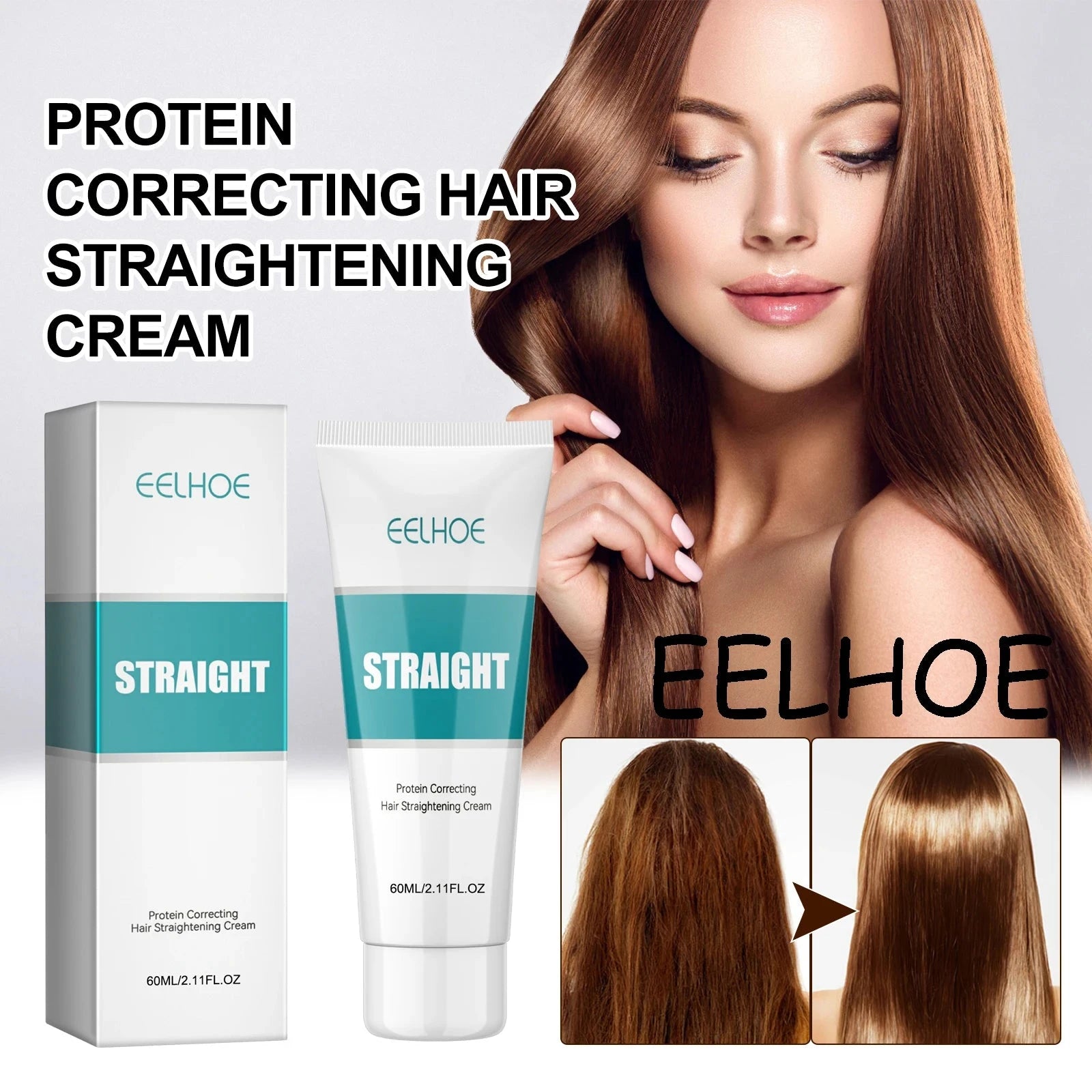Hair Straightening Cream - Repair & Smooth Frizzy Hair with Protein Treatment | JUST FIT IN JUST FIT IN