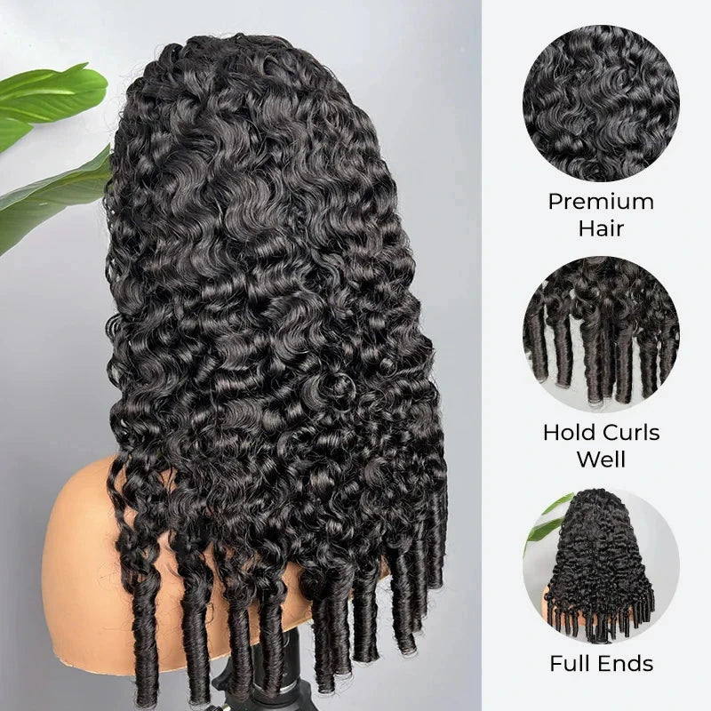 250% Glueless Wigs Human Hair Burmese Curly Headband Wig Upgrade 3 IN 1 Half Wig With Drawstring Seamless Clip Ins Flip Over JUST FIT IN