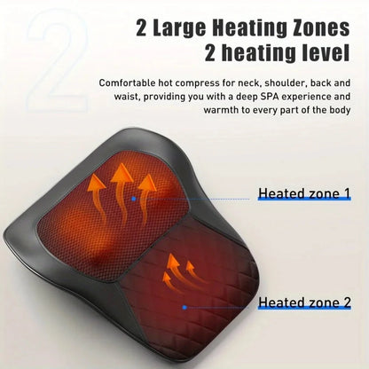 3D Kneading Massage Pillow with Heat - Deep Tissue Back & Neck Pain Relief | JUST FIT IN JUST FIT IN