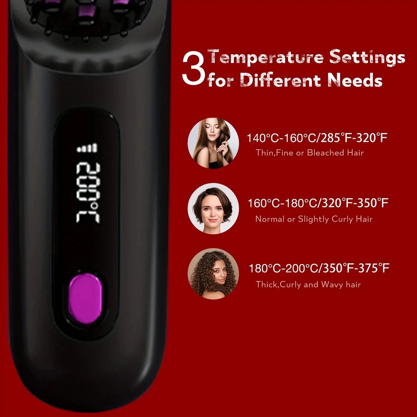 Electric Hot Comb Hair Straightener - Negative Ion Anti-Scald Styling Brush | JUST FIT IN JUST FIT IN