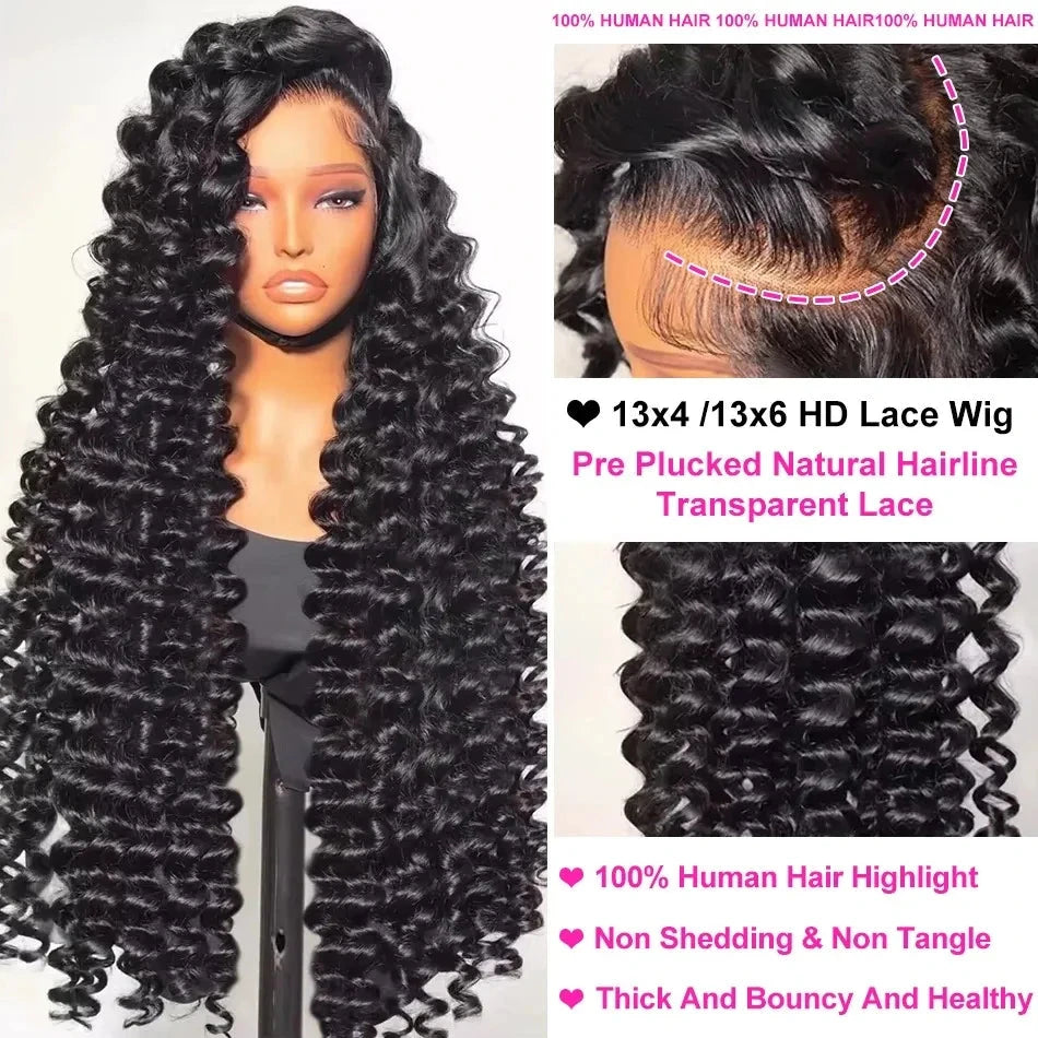 13x6 HD Lace Frontal Wig - 30-40 Inch Loose Deep Wave Curly Human Hair | JUST FIT IN JUST FIT IN