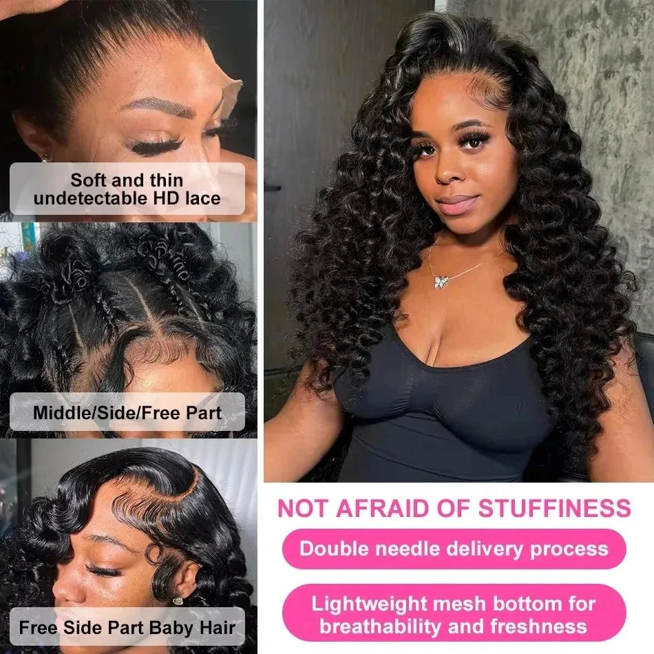 13x6 HD Lace Frontal Wig - 30-40 Inch Loose Deep Wave Curly Human Hair | JUST FIT IN JUST FIT IN