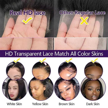 HD Transparent Lace 200 Density 13x4 13x6 Full Frontal Lace 99j Burgundy Preplucked Colored Deep Wave Frontal Human Hair Wig JUST FIT IN
