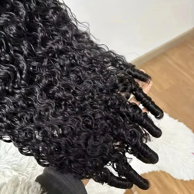 250% Glueless Wigs Human Hair Burmese Curly Headband Wig Upgrade 3 IN 1 Half Wig With Drawstring Seamless Clip Ins Flip Over JUST FIT IN