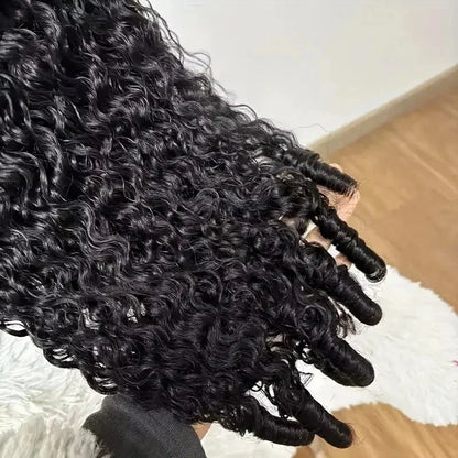 250% Glueless Wigs Human Hair Burmese Curly Headband Wig Upgrade 3 IN 1 Half Wig With Drawstring Seamless Clip Ins Flip Over JUST FIT IN