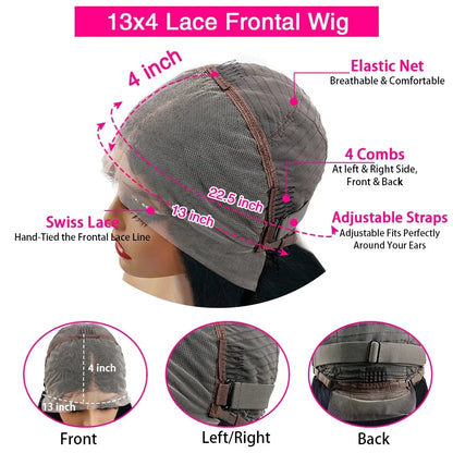 99J Burgundy Human Hair Wine Red Colored Short Bob Wigs 13x4 Straight Lace Frontal Human Hair For Women 13*4 Frontal Wig JUST FIT IN