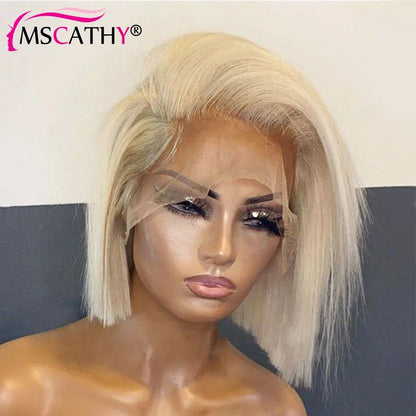 613 Blonde Lace Front Wig - Short Bob with Brown Roots HD Transparent Lace Pre-Plucked | JUST FIT IN JUST FIT IN