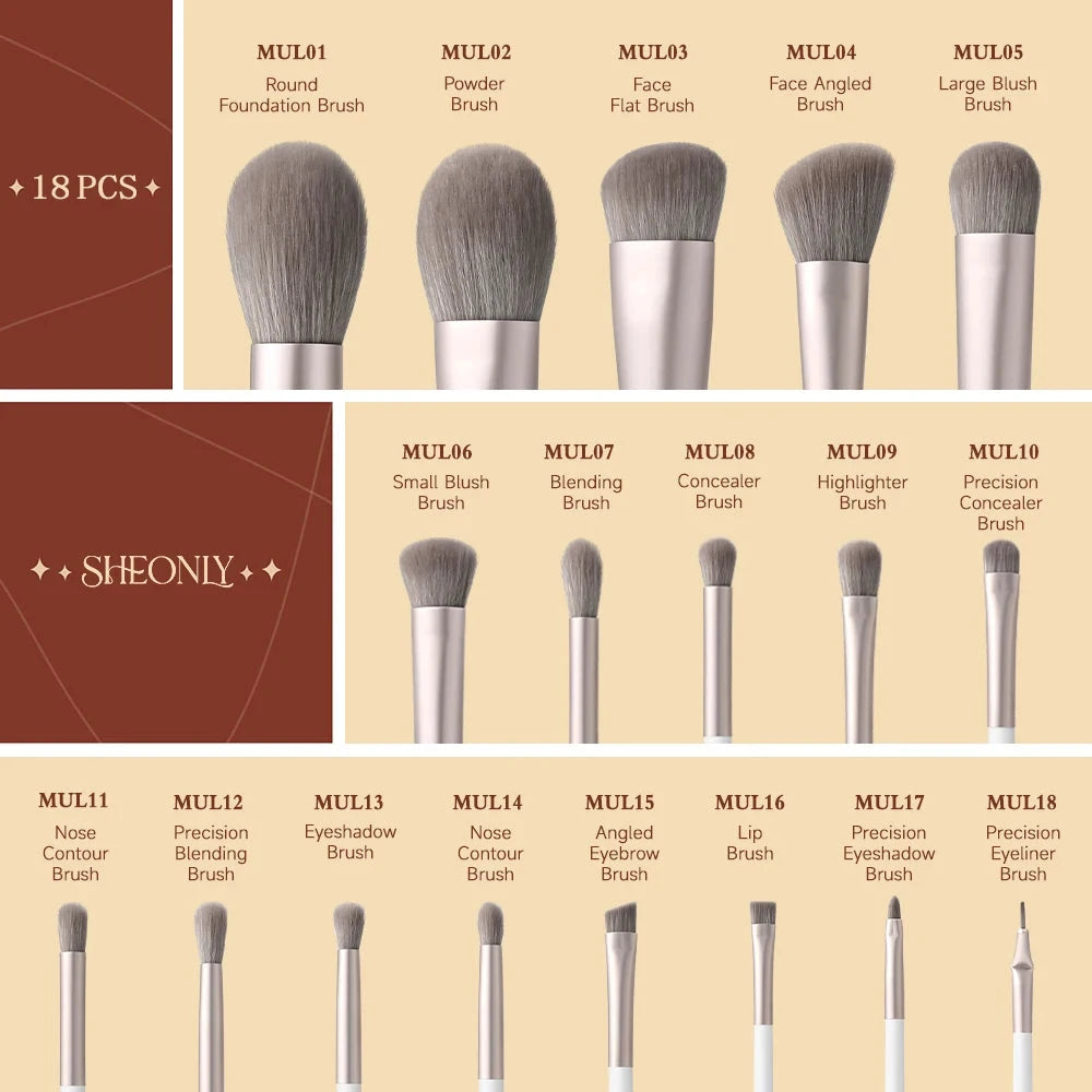 Voltsify Professional Makeup Brush Set 18 Pcs for Foundation Powder Concealers Eye Shadows Blush JUST FIT IN