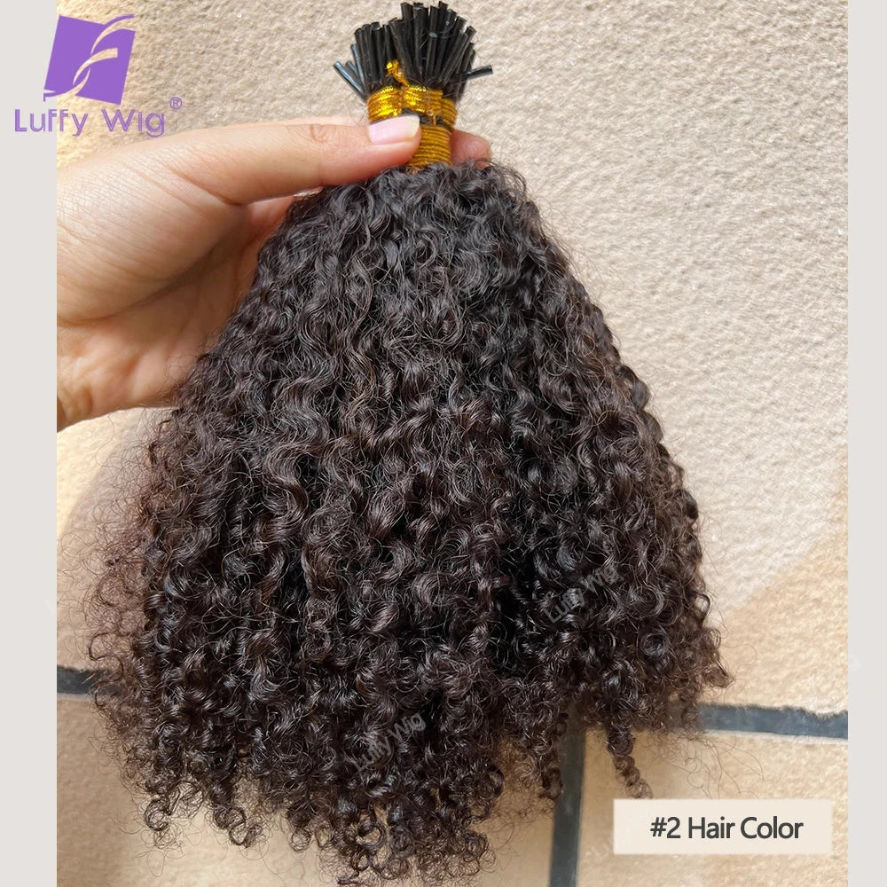 I Tip Hair Extensions - Double Drawn 3C 4A Afro Kinky Curly Remy Human Hair | JUST FIT IN JUST FIT IN