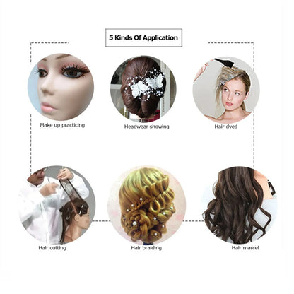 30% Human Hair Mannequin Head with Clamp Holder for Braiding Hair Styling Practice 24'' Manikin Head for Hairdresser Cosmetology JUST FIT IN