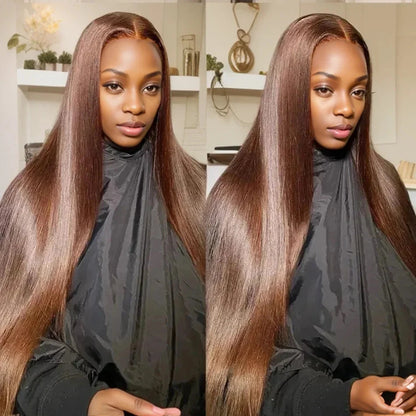 13x4x1 T Part Lace Wig - #4 Chocolate Brown Straight Human Hair for Women | JUST FIT IN JUST FIT IN