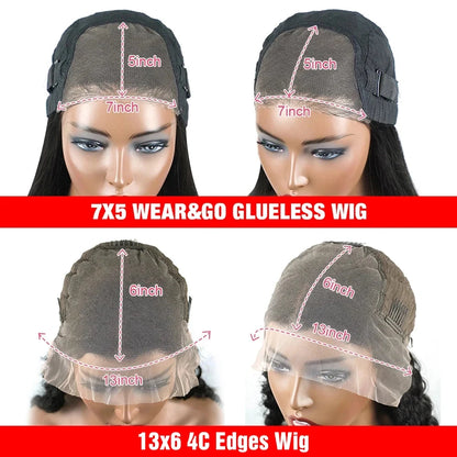 250% Kinky Curly Glueless Wig Human Hair 4C Edges 13x6 HD Lace Frontal Wig Pre Cut 7x5 HD Lace Closure Wigs For Women Preplucked JUST FIT IN