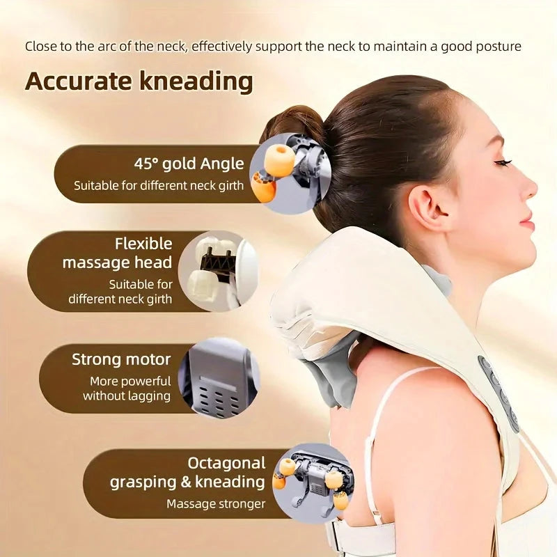 Heated Neck & Shoulder Massage Shawl - Rechargeable Trapezius Massager with Kneading | JUST FIT IN JUST FIT IN