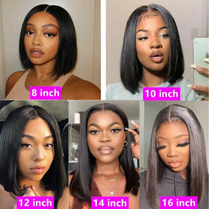 HD Lace Frontal Wig - 13x4/13x6 Bone Straight Brazilian Human Hair Bob Wig 200% Density JUST FIT IN