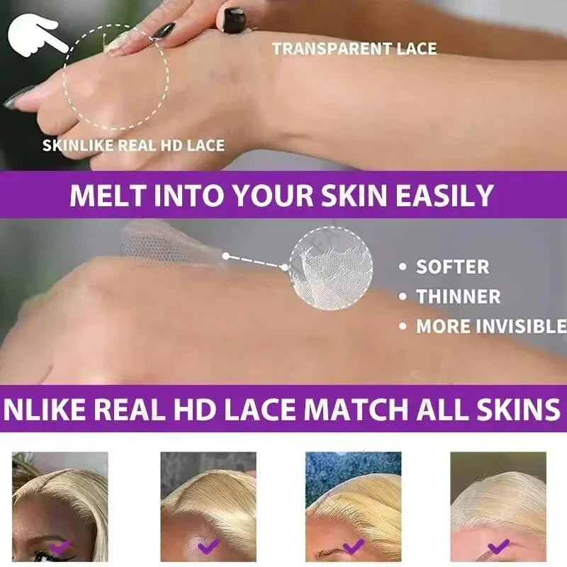 13x4 13x6 HD Lace Frontal Wig - 40-46 Inch 613 Blonde Straight Human Hair | JUST FIT IN JUST FIT IN