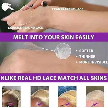 13x4 13x6 HD Lace Frontal Wig - 40-46 Inch 613 Blonde Straight Human Hair | JUST FIT IN JUST FIT IN