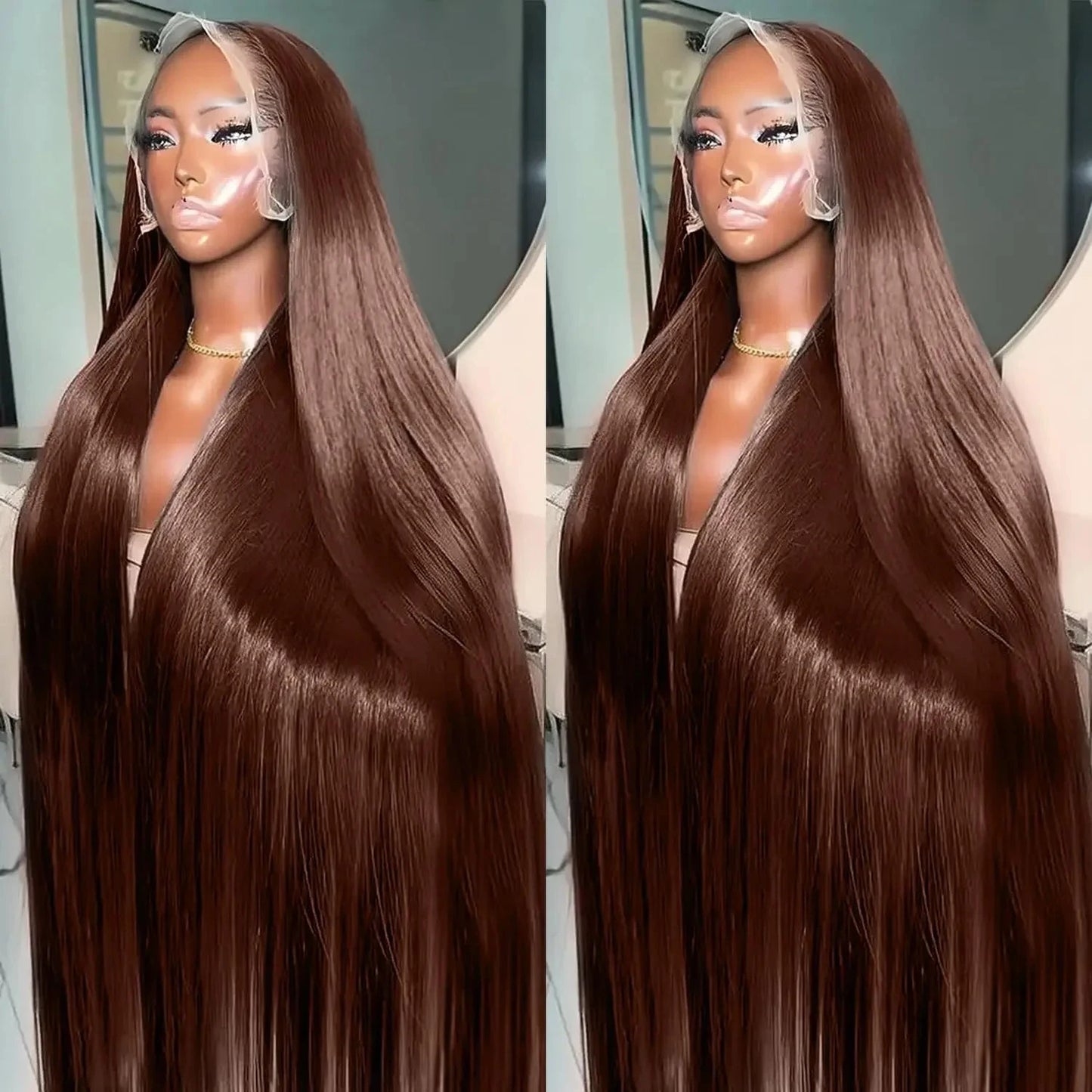 13x4x1 T Part Lace Wig - #4 Chocolate Brown Straight Human Hair for Women | JUST FIT IN JUST FIT IN