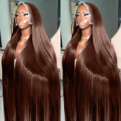 13x4x1 T Part Lace Wig - #4 Chocolate Brown Straight Human Hair for Women | JUST FIT IN JUST FIT IN