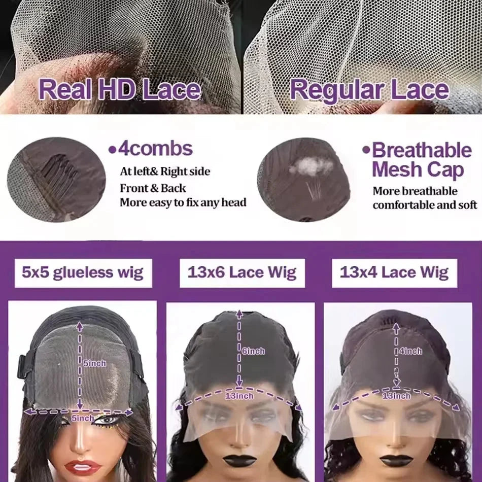 13x4 13x6 HD Lace Front Wig - 30-40 Inch Bone Straight 100% Human Hair Glueless | JUST FIT IN JUST FIT IN