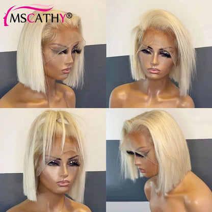 613 Blonde Lace Front Wig - Short Bob with Brown Roots HD Transparent Lace Pre-Plucked | JUST FIT IN JUST FIT IN