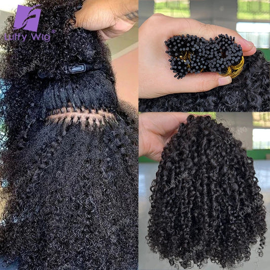 I Tip Hair Extensions - Double Drawn 3C 4A Afro Kinky Curly Remy Human Hair | JUST FIT IN JUST FIT IN