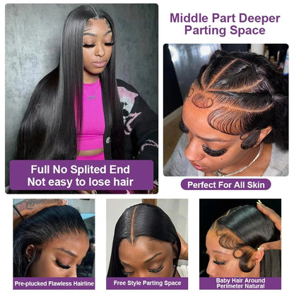 13x4 13x6 HD Lace Front Wig - 30-40 Inch Bone Straight 100% Human Hair Glueless | JUST FIT IN JUST FIT IN