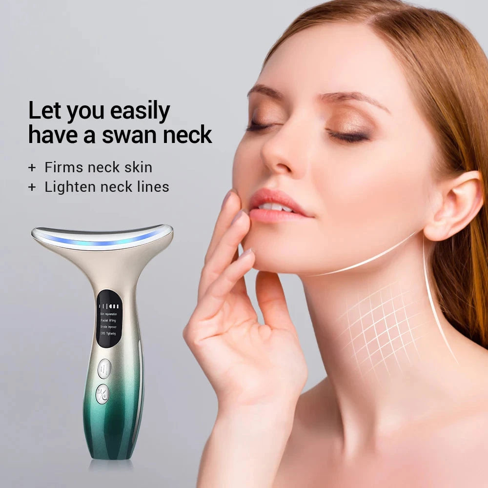 LED Neck & Face Tightening Device - 3 Color Light Therapy for Anti-Aging | JUST FIT IN JUST FIT IN