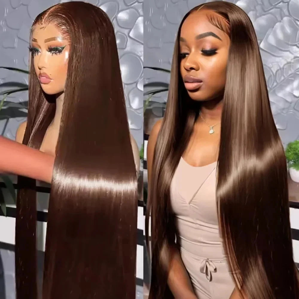 13x4x1 T Part Lace Wig - #4 Chocolate Brown Straight Human Hair for Women | JUST FIT IN JUST FIT IN