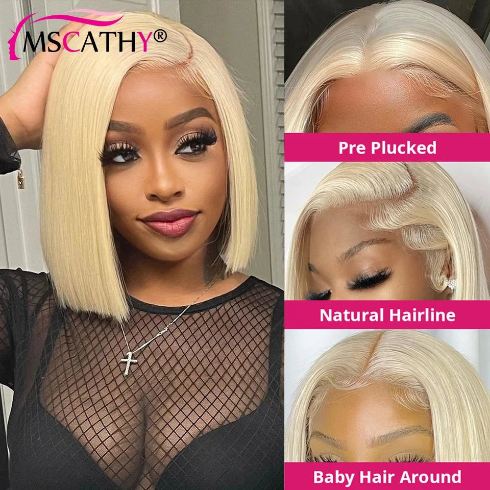 613 Blonde Lace Front Wig - Short Bob with Brown Roots HD Transparent Lace Pre-Plucked | JUST FIT IN JUST FIT IN