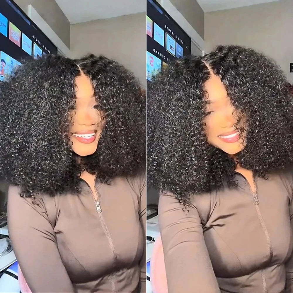 250% Kinky Curly Glueless Wig Human Hair 4C Edges 13x6 HD Lace Frontal Wig Pre Cut 7x5 HD Lace Closure Wigs For Women Preplucked JUST FIT IN