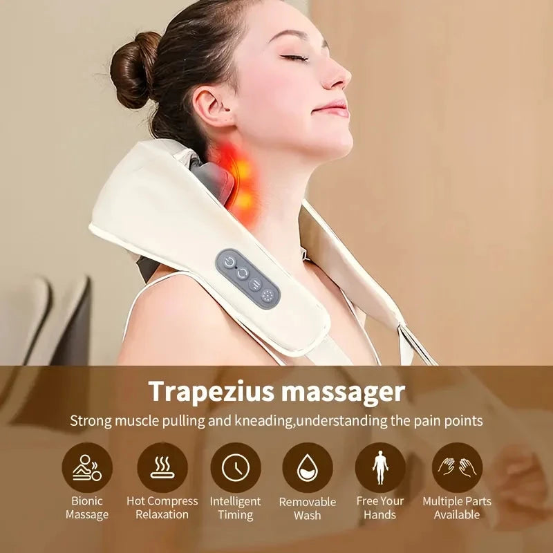 Heated Neck & Shoulder Massage Shawl - Rechargeable Trapezius Massager with Kneading | JUST FIT IN JUST FIT IN