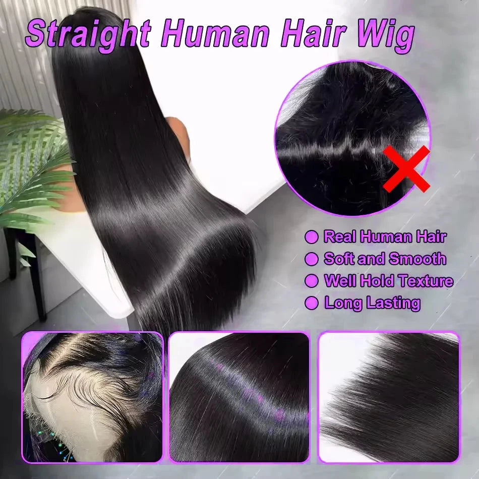13x4 13x6 HD Lace Front Wig - 30-40 Inch Bone Straight 100% Human Hair Glueless | JUST FIT IN JUST FIT IN